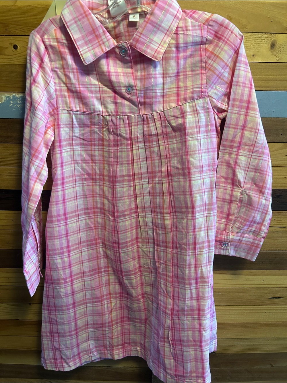 Yo Baby Pink Checks Long Sleeve dress